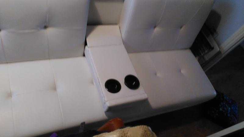 White leather bed settee