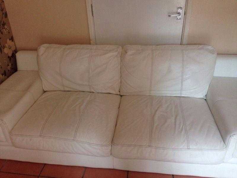 White leather sofa