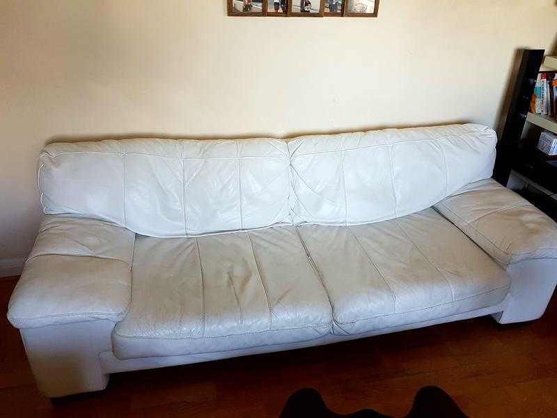 White Leather Sofa and Armachair