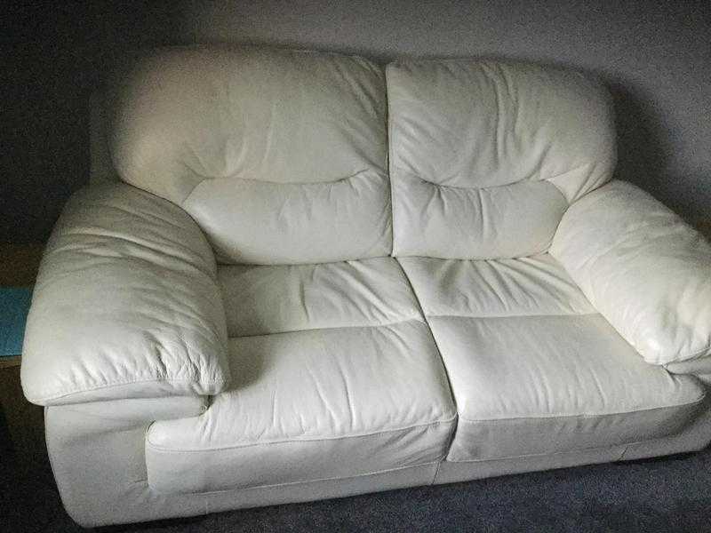 White leather sofa set