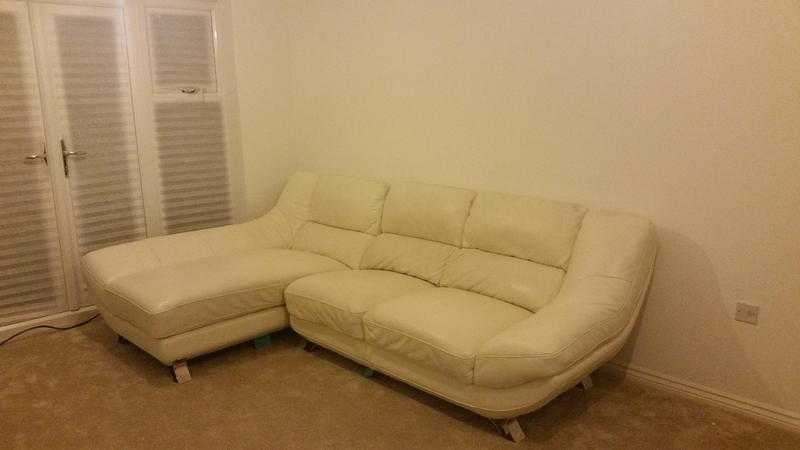 White Leather Sofa with chaise