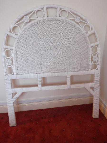 White Rattan Single Headboard