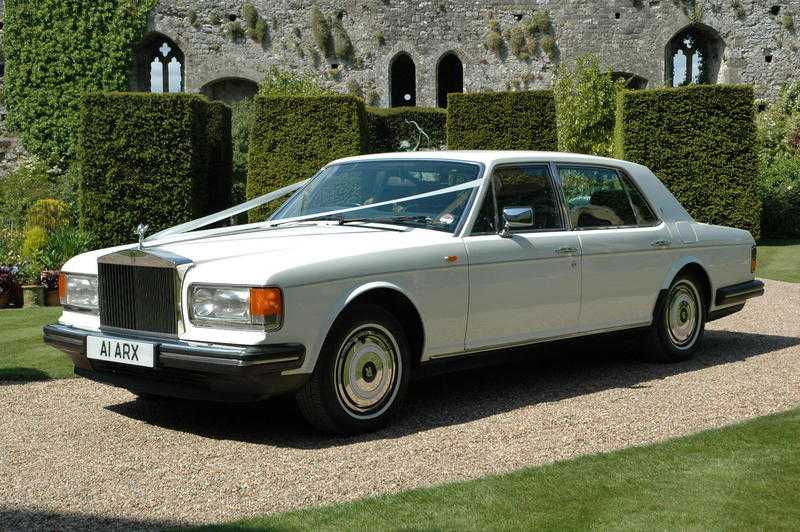 White Rolls Royce Wedding Car