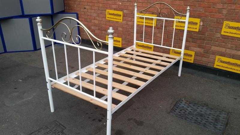 WHITE SINGLE BED FRAME  METAL 3FT BED FRAME