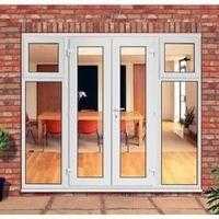 WHITE UPVC FRENCH DOORS WITH TOP OPENING SIDE PANELS 2400MM X 2100MM 725