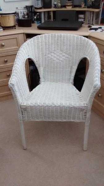 White Wicker  Cane Chair