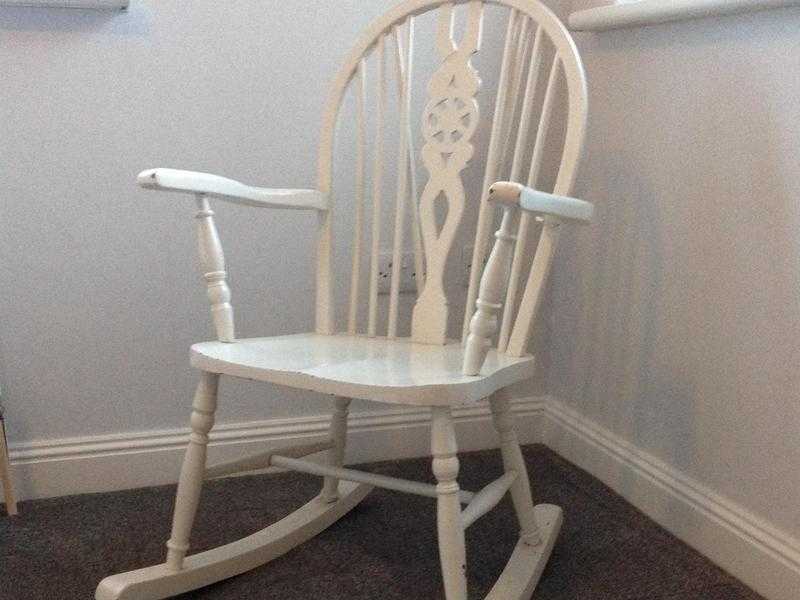 White wooden rocking chair