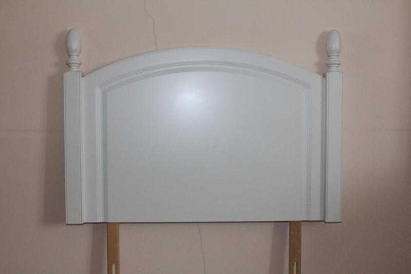 White Wooden Single Bed Headboard