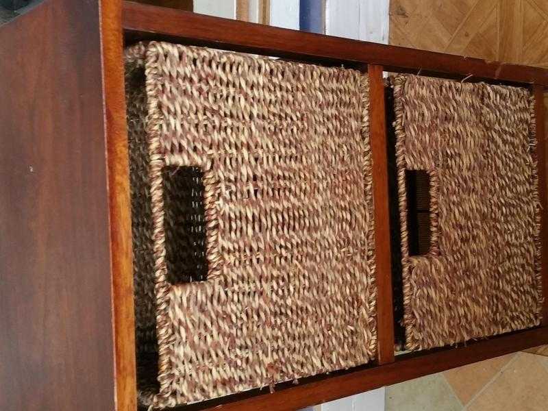 Wicker and wooden small chest