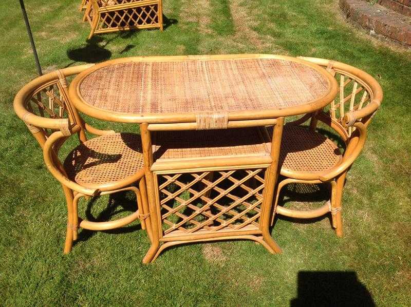 Wicker Cane Table and ChairsConservatory