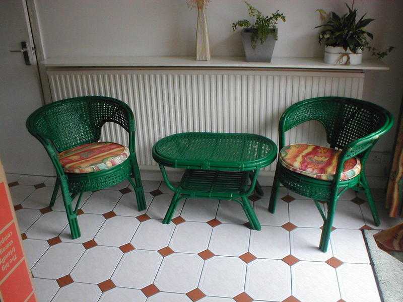 Wicker Table and 2 Chairs