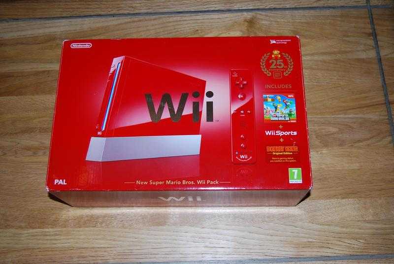 Wii 25th Anniversary Red Edition with 4 games Excellent condition