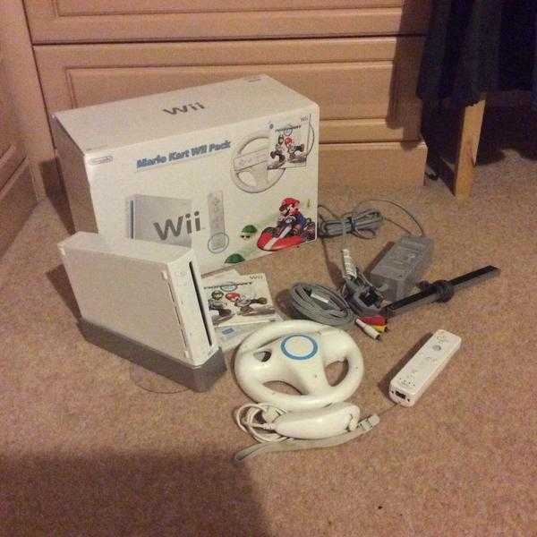 WII WITH MARIO KART BOXED IN MINT CONDITION