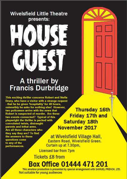 Wivelsfield Little Theatre -  039House Guest039 a thriller by Francis Durbridge