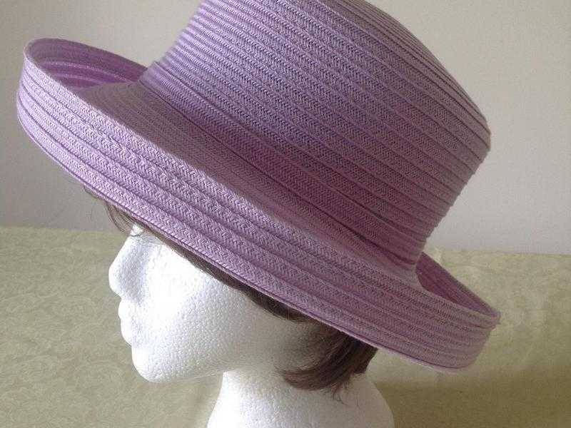 WOMENS NEW MampS  HOLIDAY or FORMAL OCCASION WOVEN HAT WITH BRIM CORAL, LILAC, LIGHT BLUE