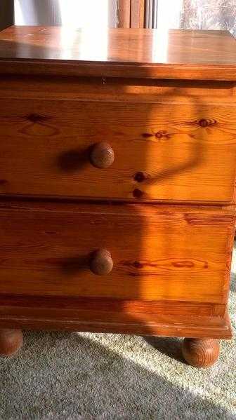 Wooden bedside tablechest of drawers