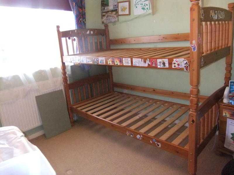 wooden bunk bed