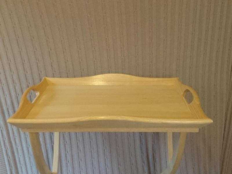 Wooden Butler039s Tray On Folding Stand For Home amp Garden. Unused. Undamaged. Boxed. VGC. Rubberwood