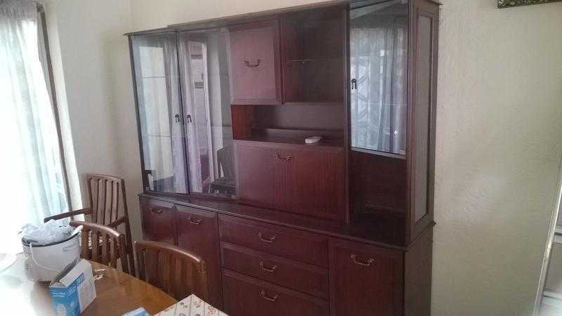 Wooden dispay cabinet with glass doors