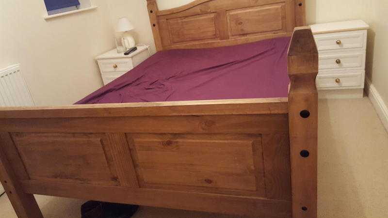 wooden double bed