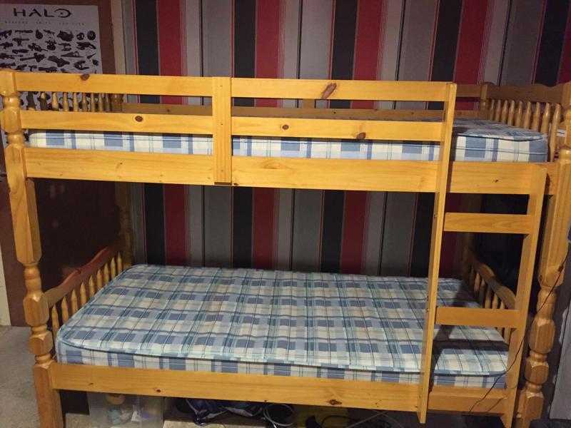 Wooden double bunk plus 2 mattresses. Bargain