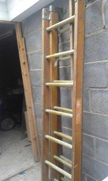 wooden extension ladder