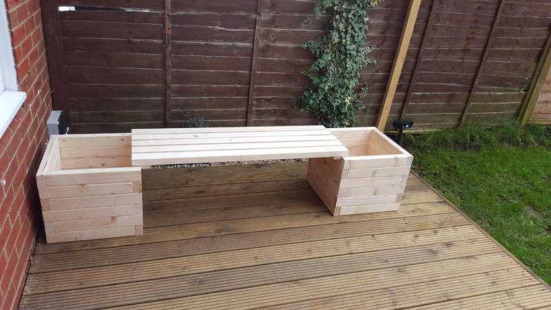 wooden garden benches with planters or storage variable in Luton