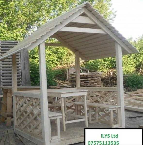 Wooden Gazebos,Small Buildings,Playgrounds and Garden Design