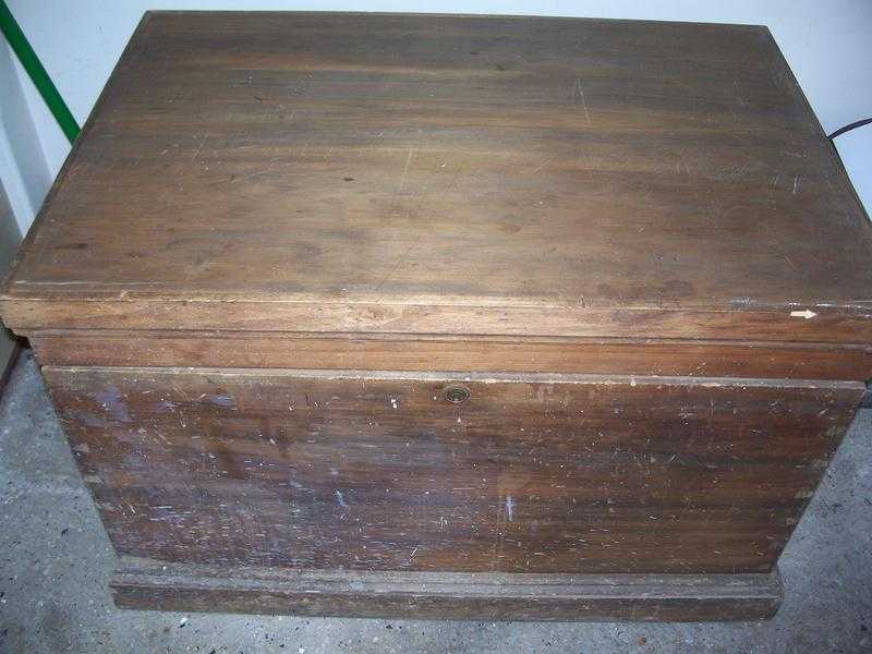 Wooden Handmade Carpenters Tool Chest - 50 years old -internal trays