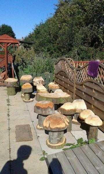 wooden mushrooms