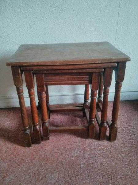 Wooden nest of 3 small tables