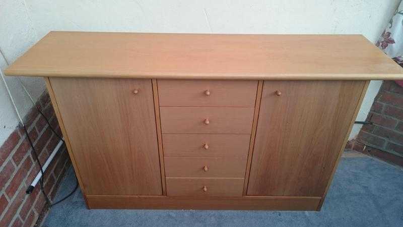 Wooden Storage Sideboard with 5 drawers and 2 cupboards