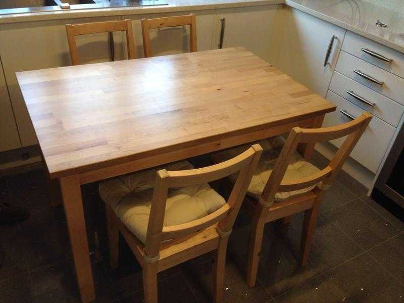 wooden table with 4 chairs