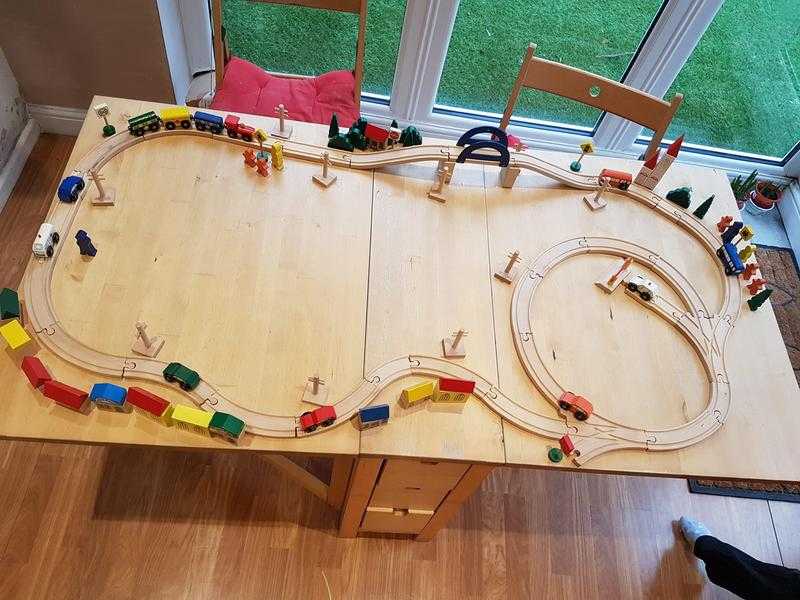 Wooden Train Set 110pieces made by Halsall - Still boxed, complete and in immaculate condition