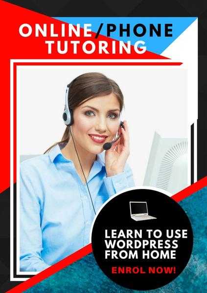 WordPress Website Tutoring in the Comfort of your Home OnlineTelephone