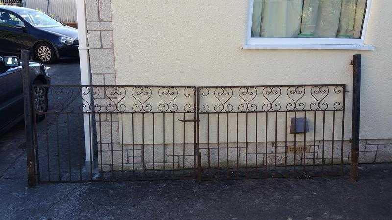 Wrought Iron Gates with pillars No deep rust just light surface