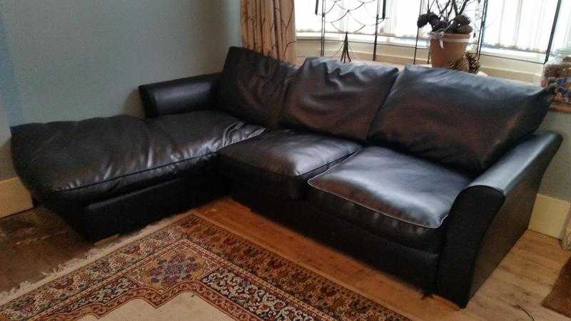 Wyvern Black Faux Leather Corner Sofa