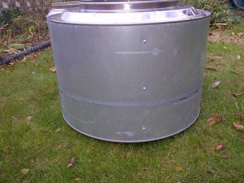 X large upcycled industrial stainless steel plant tubs planter trough pot holder drum