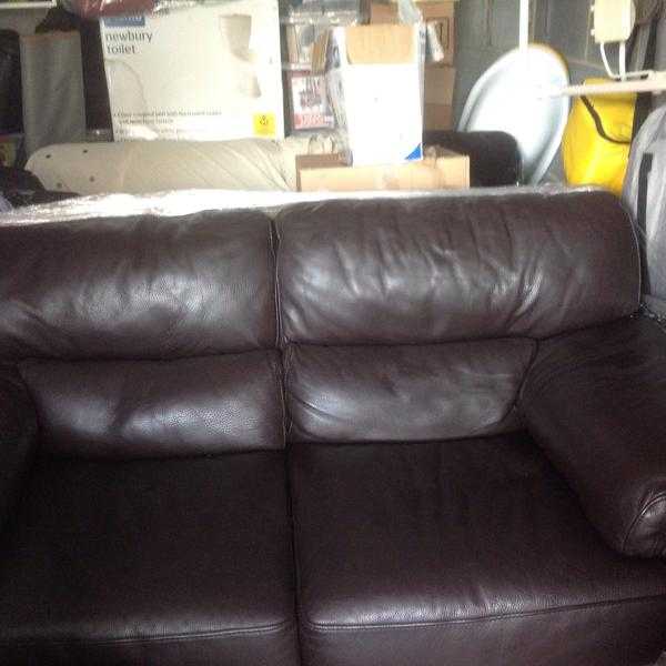 X2 Fenwicks 2aeater chocolate brown leather sofas