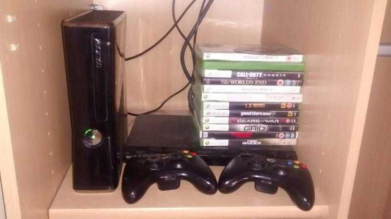 Xbox 360 (250gb) and games