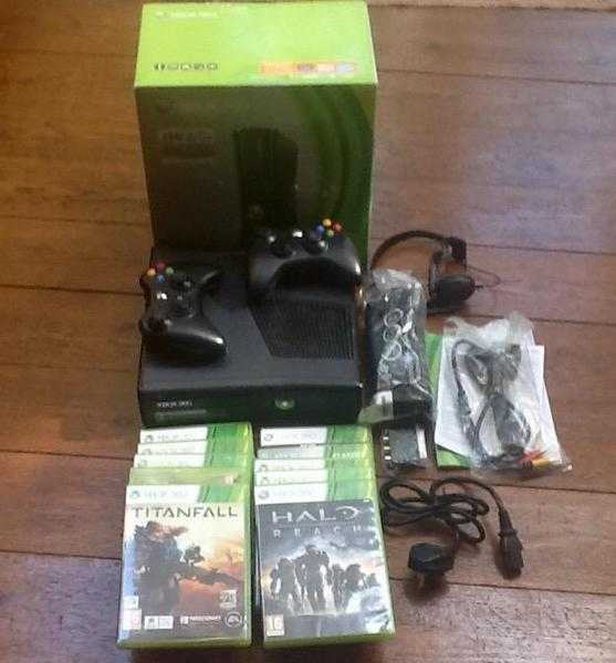 XBOX 360 250GB Black and 10 games in original box