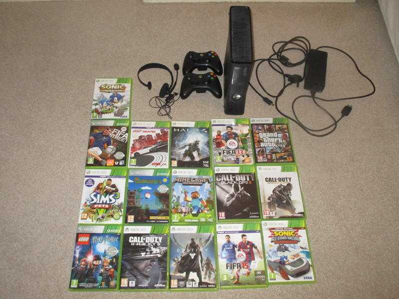 Xbox 360 250gb with Consoles, Headset and Games