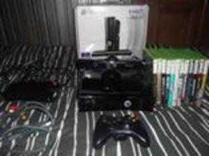 Xbox 360 console and games.