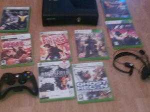 xbox360 with three games and one controller