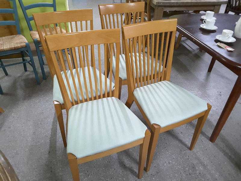 XMAS SALE NOW ON Set of 4 chairs reupholstered in a light duck egg fabric - Local Delivery 19