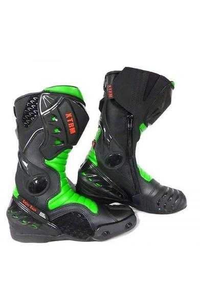 XTRM CORE MOTORBIKE SPORTS LEATHER ARMOUR HIGH QUALITY BOOTS GREEN COLOR SIZEUK 5 CHEAP RATES