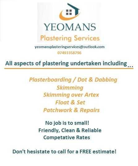 Yeomans Plastering Services in Portsmouth and surrounding areas. Call now to book a free Quotation