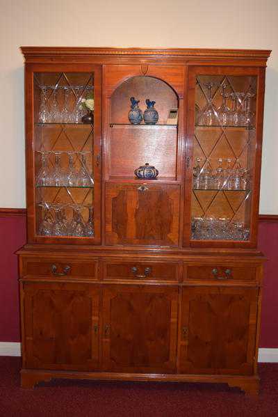 Yew display cabinet and  coffee table and, Video cabinet