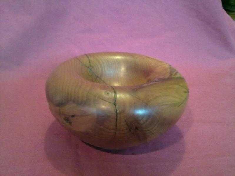 Yew wood turned bowl