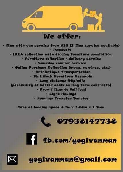 YOGI MAN WITH VAN REMOVALS amp TRANSPORT COLLECTIONSDELIVERIES BEST PRICES